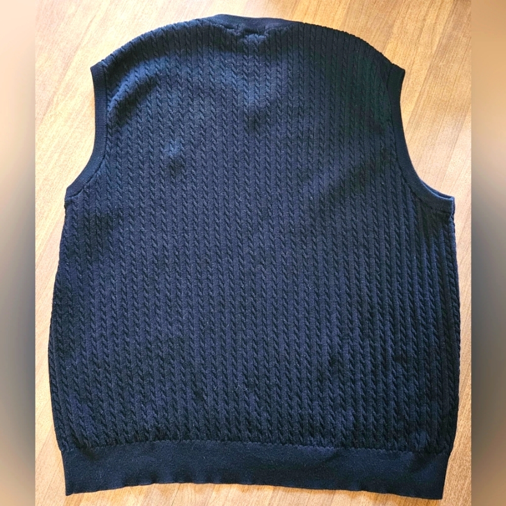 Fairway Outfitters‎ XXL Mens Black Cable Knit V Neck Golf Vest Logo Cotton - Picture 2 of 6